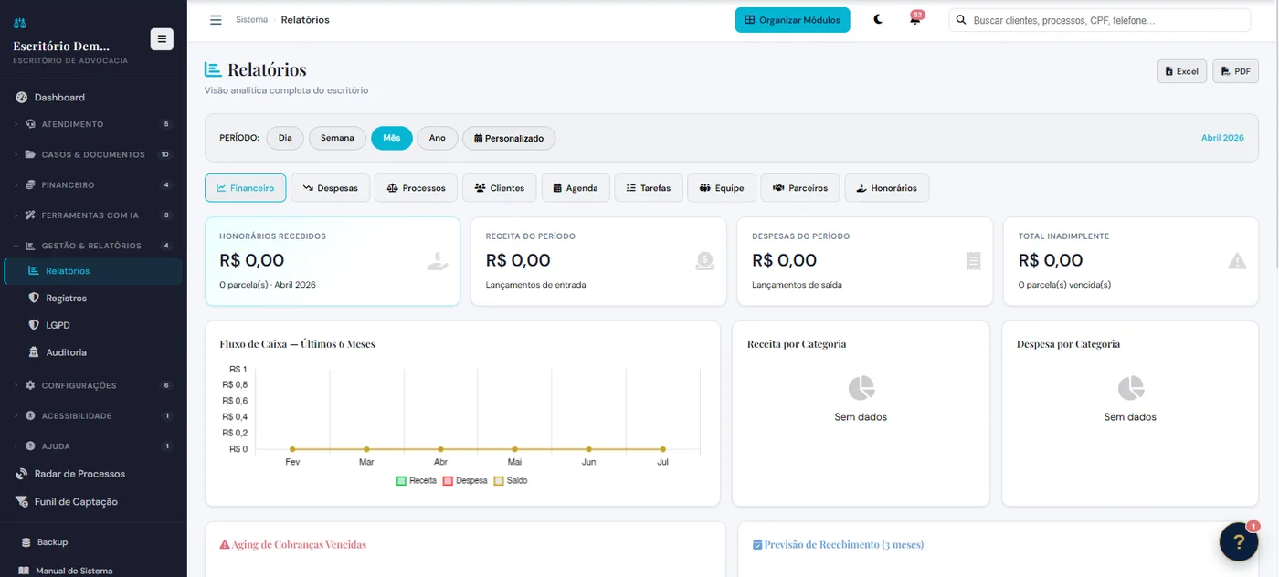 Tela do AdvSmart: Relatórios